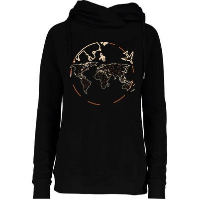 Countries Traveler Traveling World Map Womens Funnel Neck Pullover Hood