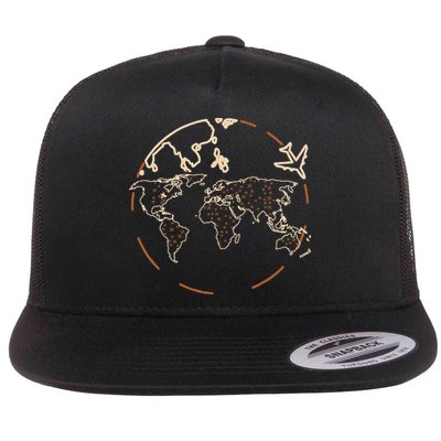 Countries Traveler Traveling World Map Flatbill Hat