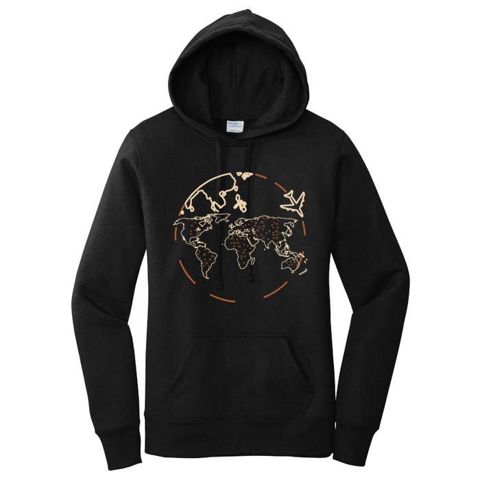 Countries Traveler Traveling World Map Women's Pullover Hoodie