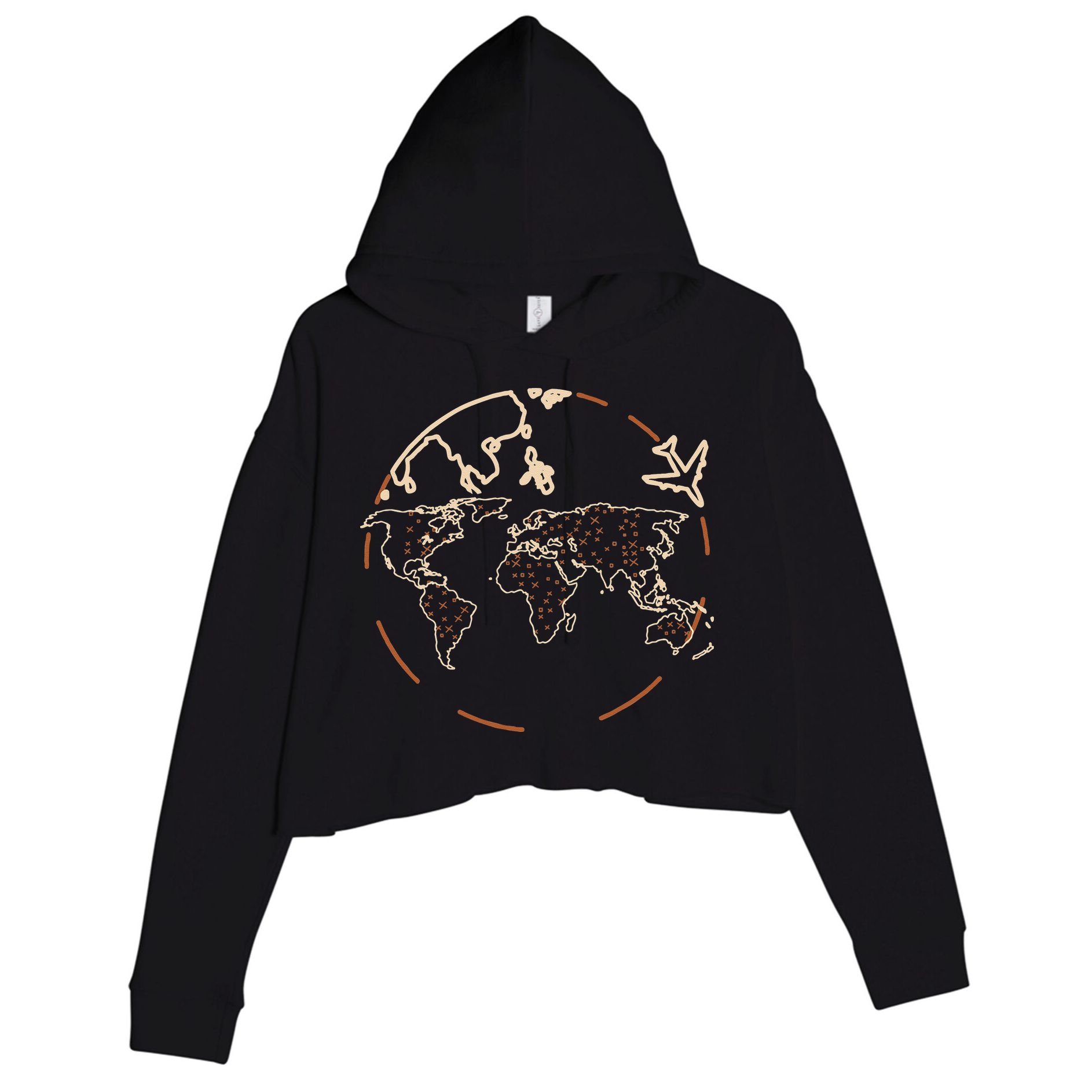 Countries Traveler Traveling World Map Crop Fleece Hoodie