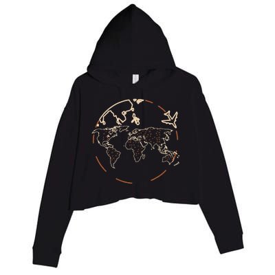 Countries Traveler Traveling World Map Crop Fleece Hoodie