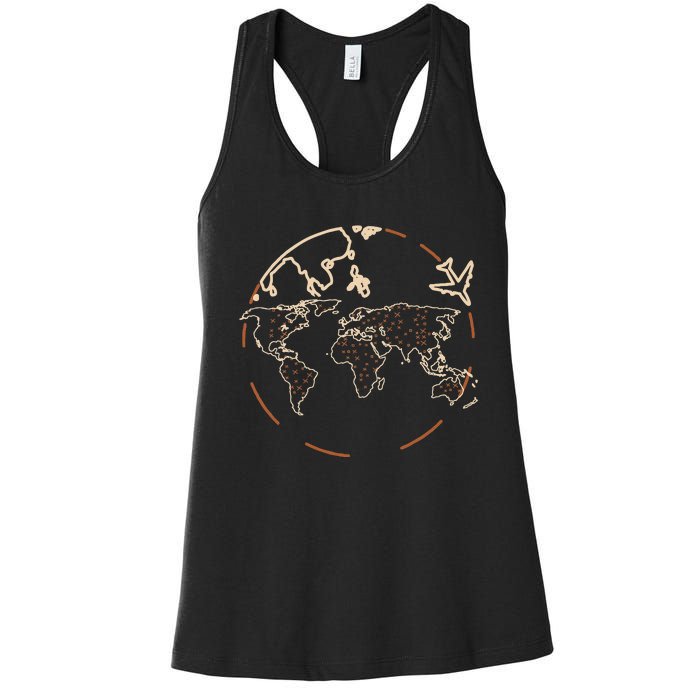 Countries Traveler Traveling World Map Women's Racerback Tank