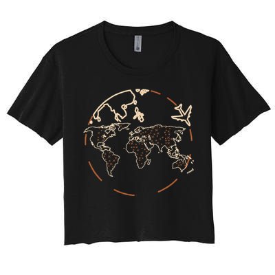 Countries Traveler Traveling World Map Women's Crop Top Tee