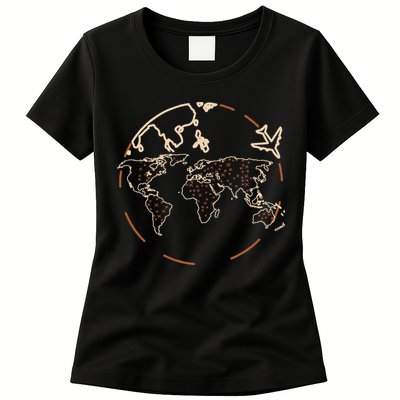 Countries Traveler Traveling World Map Womens T-Shirt