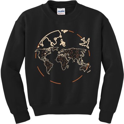 Countries Traveler Traveling World Map Kids Sweatshirt