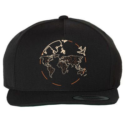 Countries Traveler Traveling World Map Wool Snapback Cap