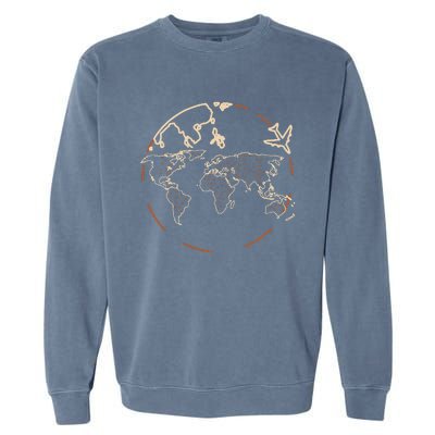 Countries Traveler Traveling World Map Garment-Dyed Sweatshirt