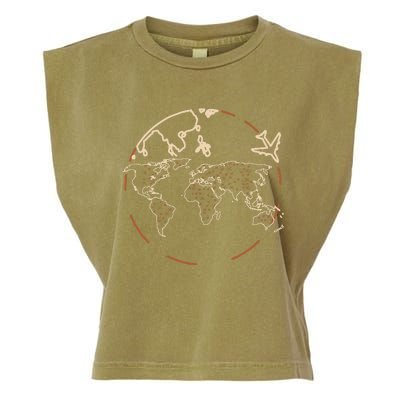 Countries Traveler Traveling World Map Garment-Dyed Women's Muscle Tee