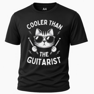 Cooler Than The Guitarist – Funny Drummer Cooling Performance Crew T-Shirt