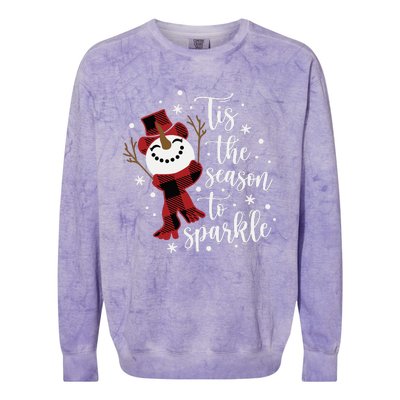 Christmas Tis The Season To Snowman Colorblast Crewneck Sweatshirt