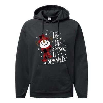 Christmas Tis The Season To Snowman Performance Fleece Hoodie