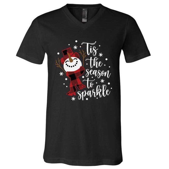 Christmas Tis The Season To Snowman V-Neck T-Shirt