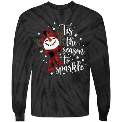 Christmas Tis The Season To Snowman Tie-Dye Long Sleeve Shirt