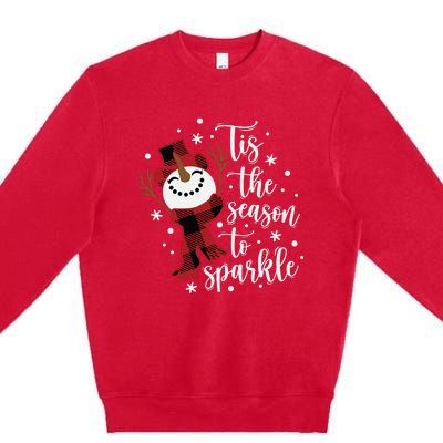 Christmas Tis The Season To Snowman Premium Crewneck Sweatshirt