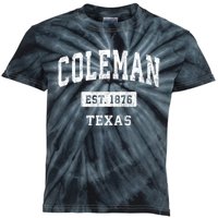 Coleman Texas Tx Vintage Sports Kids Tie-Dye T-Shirt