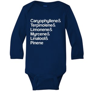 Cannabis Terpenes Terps List Marijuana Smoker Toker 420 Weed Baby Long Sleeve Bodysuit