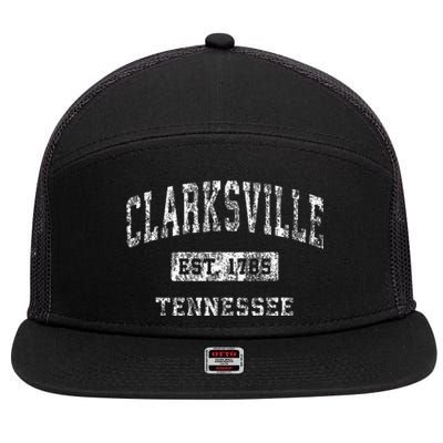 Clarksville Tennessee Tn Vintage Established Sports 7 Panel Mesh Trucker Snapback Hat