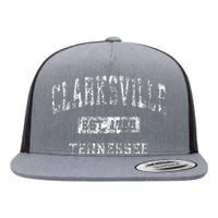 Clarksville Tennessee Tn Vintage Established Sports Flat Bill Trucker Hat