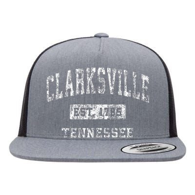 Clarksville Tennessee Tn Vintage Established Sports Flat Bill Trucker Hat