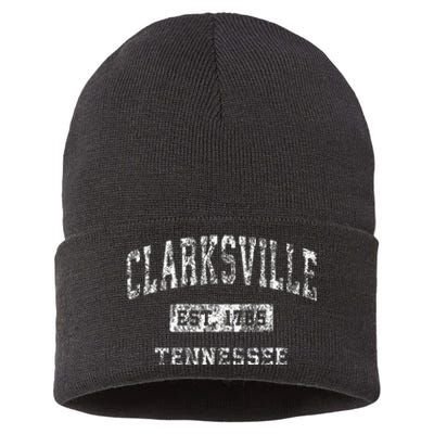 Clarksville Tennessee Tn Vintage Established Sports Sustainable Knit Beanie