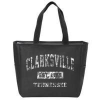 Clarksville Tennessee Tn Vintage Established Sports Zip Tote Bag