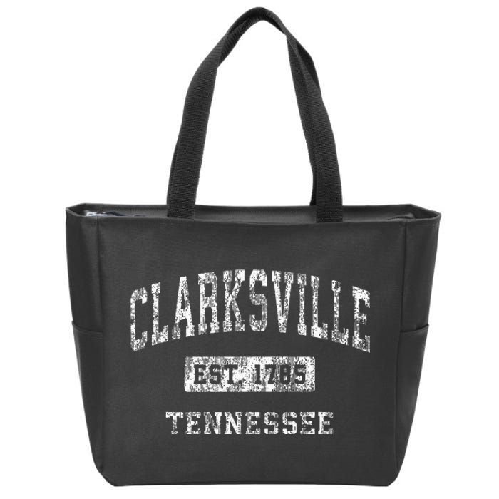 Clarksville Tennessee Tn Vintage Established Sports Zip Tote Bag