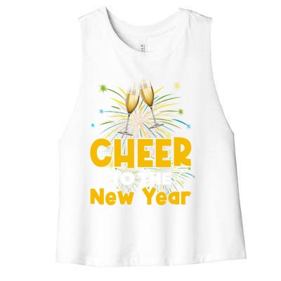 Cheer To The New Year Happy New Year Family Great Gift Women's Racerback Cropped Tank