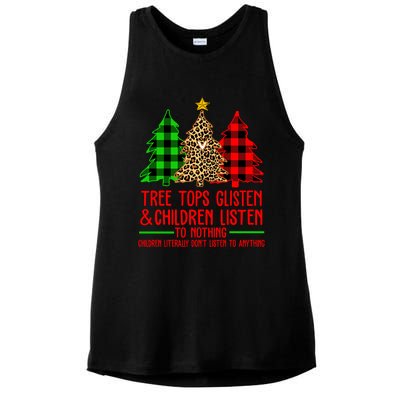 Christmas Tree Tops Glisten And Listen To Nothing Great Gift Ladies PosiCharge Tri-Blend Wicking Tank