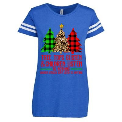 Christmas Tree Tops Glisten And Listen To Nothing Great Gift Enza Ladies Jersey Football T-Shirt