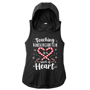 Christmas Teacher Teaching Kindergarten Is A Work Of Heart Ladies PosiCharge Tri-Blend Wicking Draft Hoodie Tank