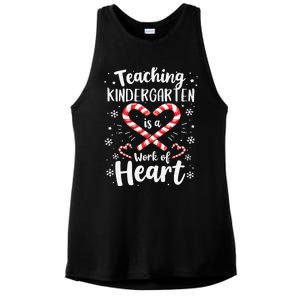 Christmas Teacher Teaching Kindergarten Is A Work Of Heart Ladies PosiCharge Tri-Blend Wicking Tank