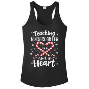 Christmas Teacher Teaching Kindergarten Is A Work Of Heart Ladies PosiCharge Competitor Racerback Tank