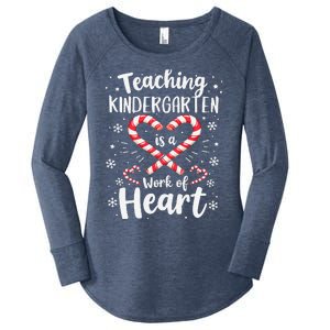 Christmas Teacher Teaching Kindergarten Is A Work Of Heart Women's Perfect Tri Tunic Long Sleeve Shirt