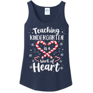 Christmas Teacher Teaching Kindergarten Is A Work Of Heart Ladies Essential Tank