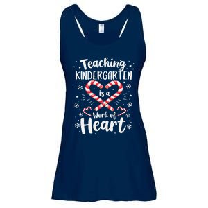 Christmas Teacher Teaching Kindergarten Is A Work Of Heart Ladies Essential Flowy Tank