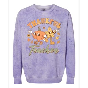 Cute Thanksgiving Thankful Teacher Colorblast Crewneck Sweatshirt