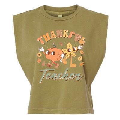 Cute Thanksgiving Thankful Teacher Garment-Dyed Women's Muscle Tee