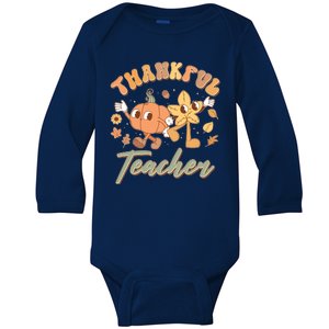 Cute Thanksgiving Thankful Teacher Baby Long Sleeve Bodysuit