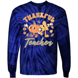 Cute Thanksgiving Thankful Teacher Tie-Dye Long Sleeve Shirt