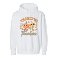 Cute Thanksgiving Thankful Teacher Garment-Dyed Fleece Hoodie