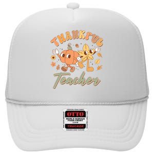 Cute Thanksgiving Thankful Teacher High Crown Mesh Back Trucker Hat