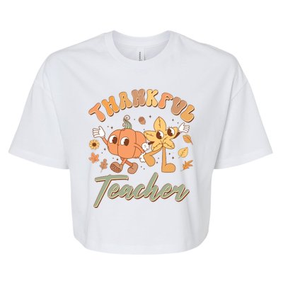 Cute Thanksgiving Thankful Teacher Bella+Canvas Jersey Crop Tee