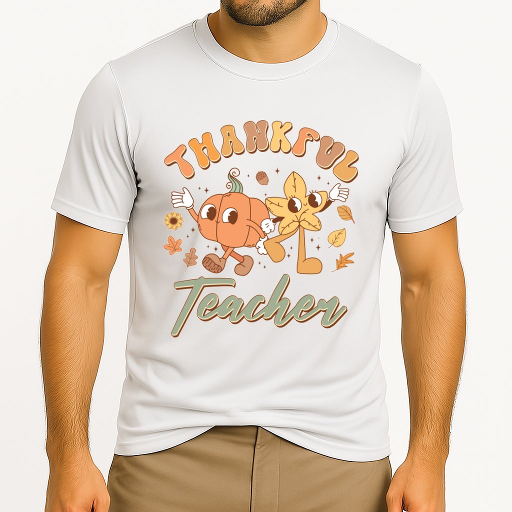 Cute Thanksgiving Thankful Teacher Cooling Performance Crew T-Shirt