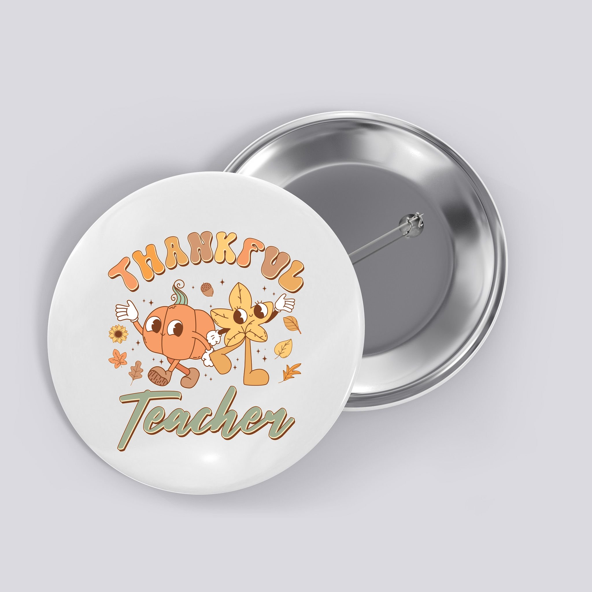 Cute Thanksgiving Thankful Teacher Button