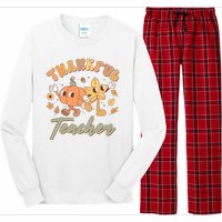 Cute Thanksgiving Thankful Teacher Long Sleeve Pajama Set