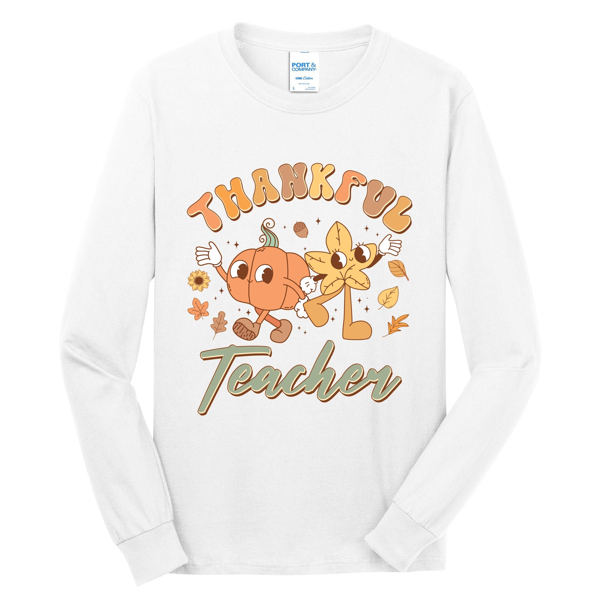 Cute Thanksgiving Thankful Teacher Tall Long Sleeve T-Shirt