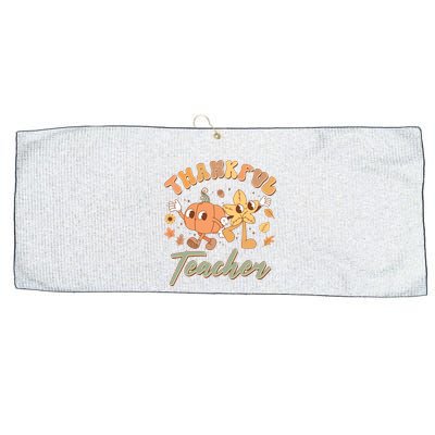 Cute Thanksgiving Thankful Teacher Large Microfiber Waffle Golf Towel