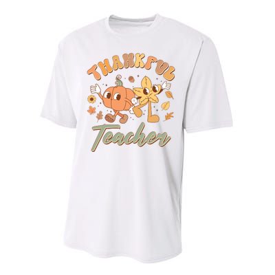 Cute Thanksgiving Thankful Teacher Performance Sprint T-Shirt