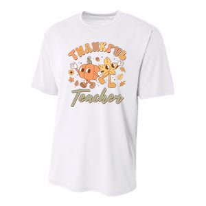 Cute Thanksgiving Thankful Teacher Youth Performance Sprint T-Shirt