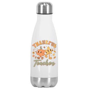 Cute Thanksgiving Thankful Teacher Stainless Steel Insulated Water Bottle